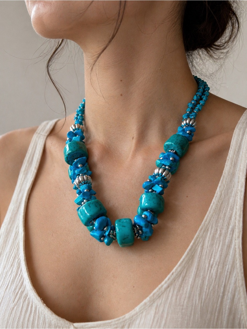 Anthropology turquoise blue summer necklace
